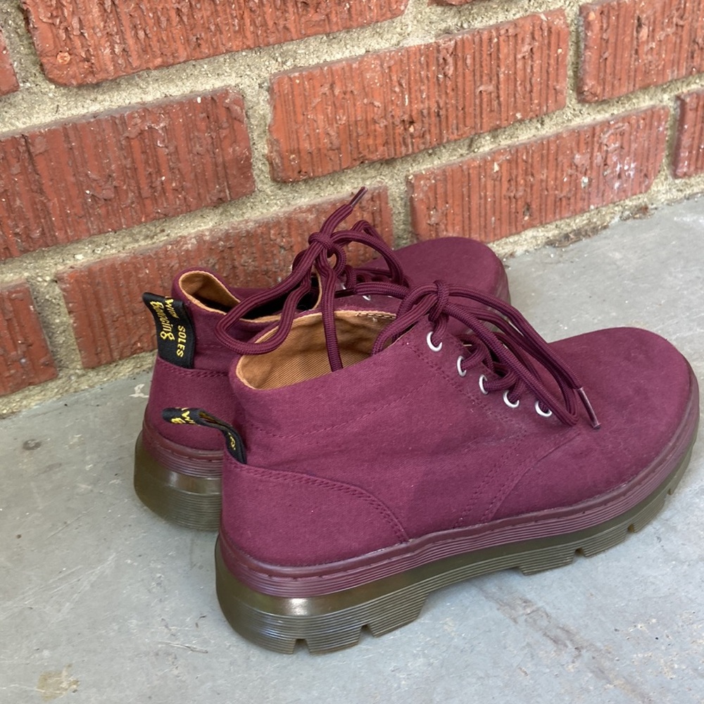 Dr. Martens Burgundy Canvas Lace-Up Ankle Boots - Picture 3 of 7
